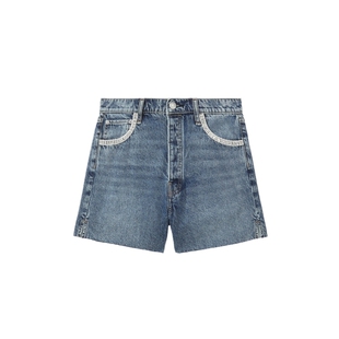 IT rag & bone女装毛边牛仔短裤新款时髦复古钻饰直筒裤EJP900XP