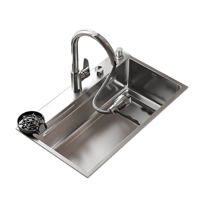 eoco加厚火山压纹水槽易洁家用厨房不锈钢大单槽洗菜盆洗碗水池