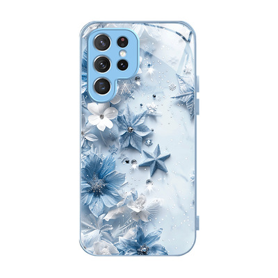 A55苹果17花朵SamsungS24+三星S23ultra手机壳26男S25FE牡丹22u花54玻璃14case56适用16plus15女21蓝色flower