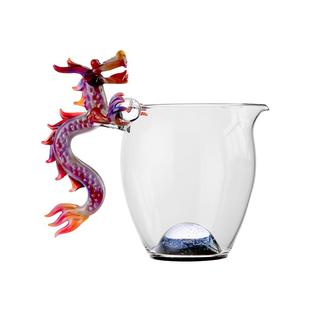 井世堂高颜值手工流彩龙侧把耐热玻璃公道杯高档泡茶水分茶器茶海