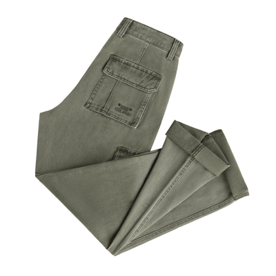 JEEP吉普秋冬厚款男士纯棉工装裤宽松直筒大码高端多口袋休闲裤子