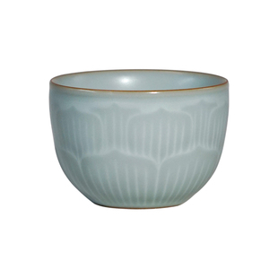 汝窑主人杯送礼单杯景德镇复古茶杯陶瓷品茗杯汝瓷功夫茶具玉荷杯