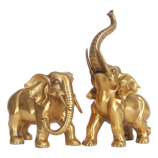 黄铜大象摆件一对象家居玄关办公室公司装饰品摆设乔迁开业礼品