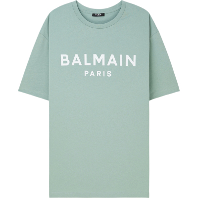 【618狂欢】BALMAIN 夏季男女同款薄荷绿宽松印花棉质T恤