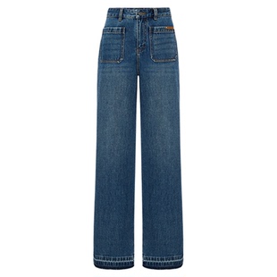 【商场同款】HPLY荷比俪2026春新款纯棉直筒阔腿自然毛边牛仔裤