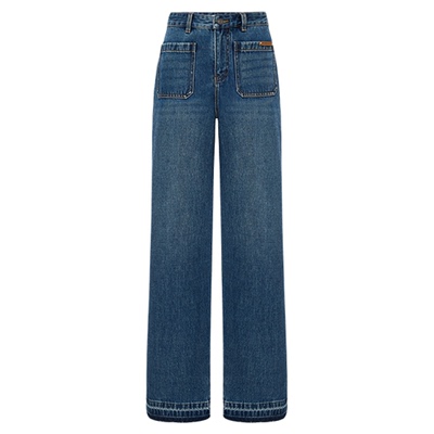 【商场同款】HPLY荷比俪2026春新款纯棉直筒阔腿自然毛边牛仔裤