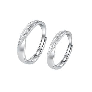 周大生莫比乌斯环情侣对戒一对轻奢小众纯银戒指生日礼物送女友