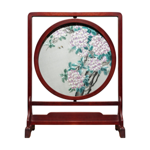 传统非遗双面异色刺绣摆件手工双面苏绣绣球花书房办公室桌面摆件