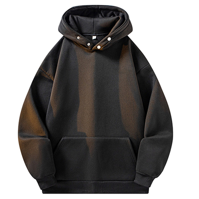 白花灰重磅纯棉学生纽扣套头卫衣男秋季潮牌高级感外套美式连帽衫