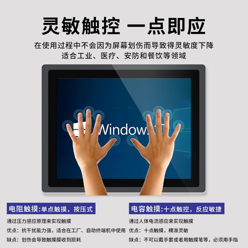 电容触控一体机电脑嵌入式工业平板防水防尘工业显示器工控一体机