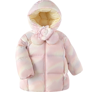 巴拉巴拉女童羽绒服宝宝中长款加厚外套冬装新款童装儿童洋气黑色