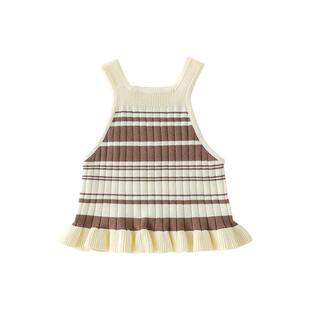 贝肽斯儿童毛衣春夏2026新款吊带针织背心女童宝宝纯棉外穿背心S