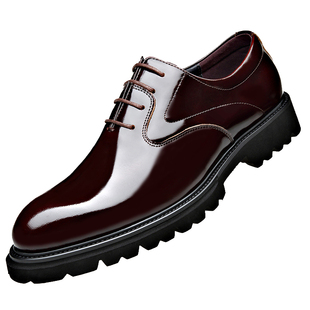 老人头男鞋商务正装内增高皮鞋6cm真皮英伦风潮流亮皮厚底婚鞋8cm