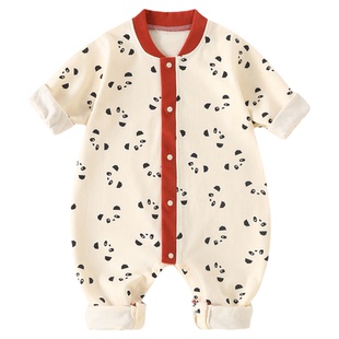 婴儿连体衣纯棉秋装卡通爬爬服幼儿打底衫0-2岁男女宝宝哈衣超萌