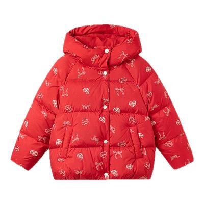 巴拉巴拉童装儿童羽绒服女童外套2026新款春装拜年服甜美红色新年
