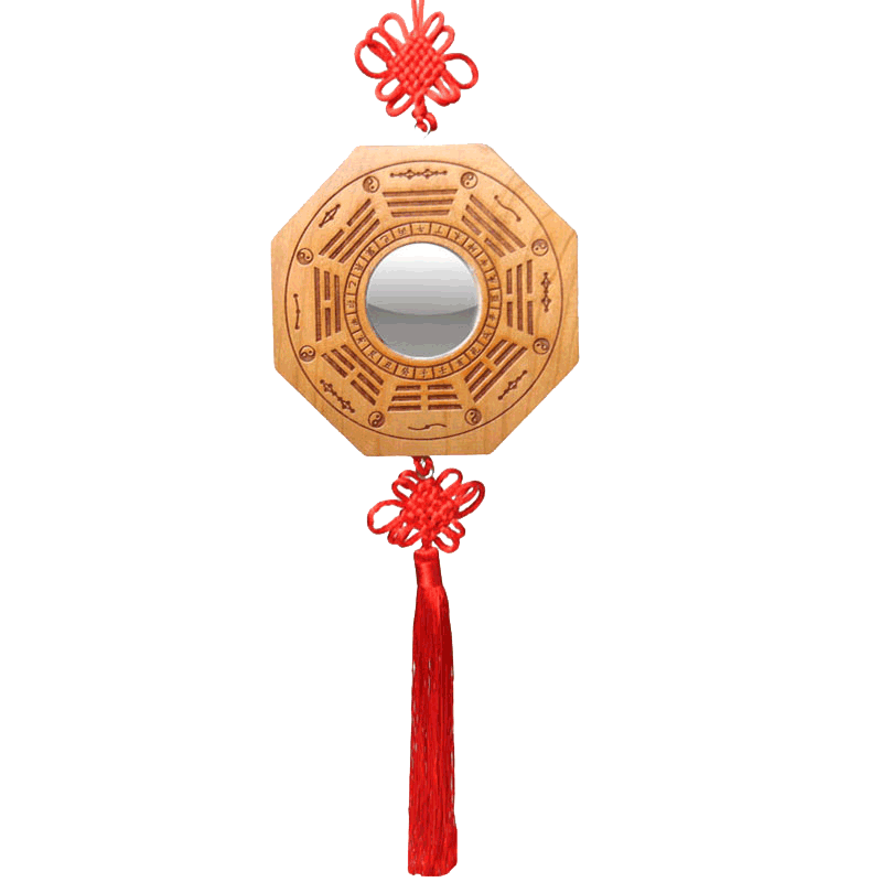 桃木四神兽门口挂件八卦镜