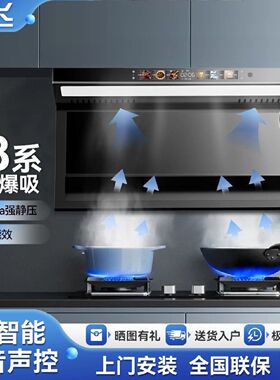新飞顶侧双吸油烟机7字型吸油烟机家用厨房大吸力壁挂式抽油烟机