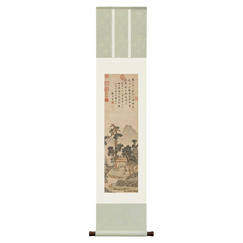 文徵明品茶图国画竖幅挂轴
