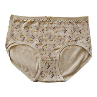 【泽衣壹品】2024夏季新款女士条纹中腰全棉彩棉内裤女生纯棉抗菌