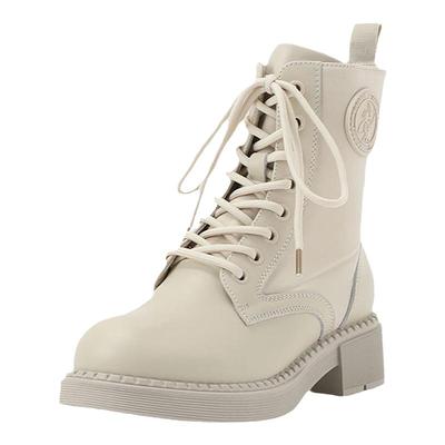 星期六马丁靴厚底系带真皮短靴女