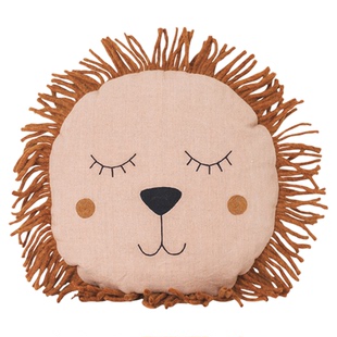 丹麦进口Ferm Living亚麻狮子抱枕客厅沙发靠枕儿童卧室床头靠垫