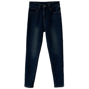 配靴子小脚裤!高腰显瘦加厚加绒修身牛仔裤女冬季裤子铅笔裤秋冬