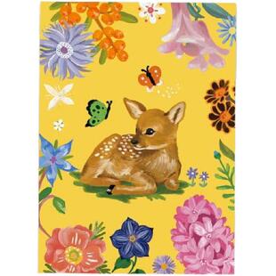 韩国7321花朵动物插画明信片套装ins生日祝福礼物卡片留言8张贺卡