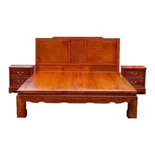 缅甸花梨红木床如意双人床大果紫檀实木床明清古典全榫卯结构耐用