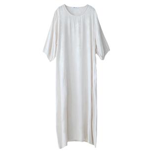 高货！轻奢女人味优雅气质天丝提花袍子连衣裙原创夏新中式长裙女