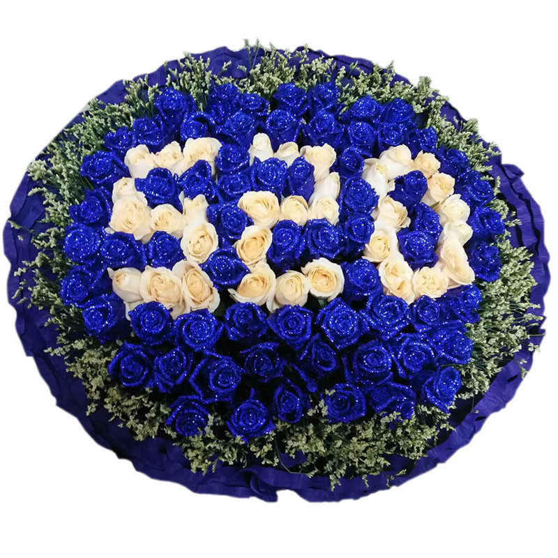 99朵蓝色妖姬花束鲜花速递同城
