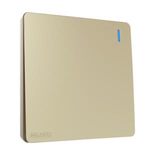 曼科诗朗无边框开关插座面板16A暗装86型家用一开五孔金色带usb