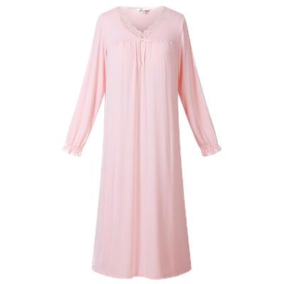 莫代尔带胸垫女士大码长裙家居服