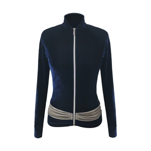 L家花样滑冰训练服女春秋奥钻防泼水保暖撞色高弹丝绒外套考级服