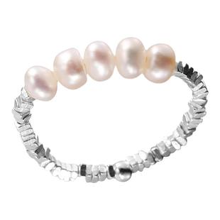 925通体纯银碎银子珍珠戒指女小众设计ins潮时尚个性高级感食指戒