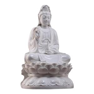 戴玉堂陶瓷正坐莲花观音佛像供奉