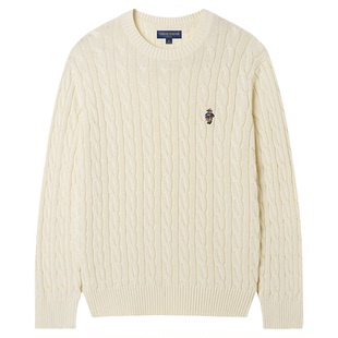 Teenie Weenie小熊男装美式软糯舒适微落肩绞花针织毛衣2026年春