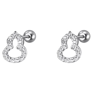 素泊集s999纯银葫芦耳钉女小众耳环高级螺丝耳饰养耳洞睡觉不用摘