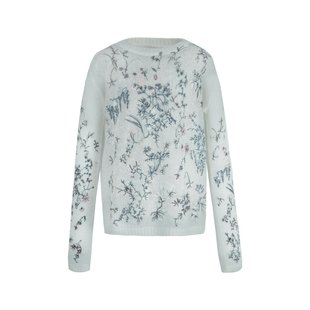 COOLLINE林子熙 Romance樱岛情书 马海毛重工针织衫刺绣花卉上衣