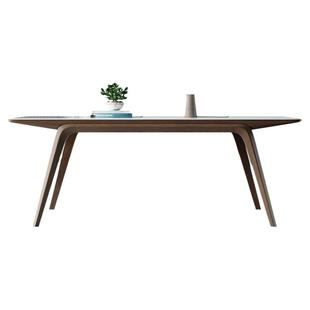 奥古斯特帆船实木岩板餐桌进口白蜡木现代简约长方形亮光岩板餐桌