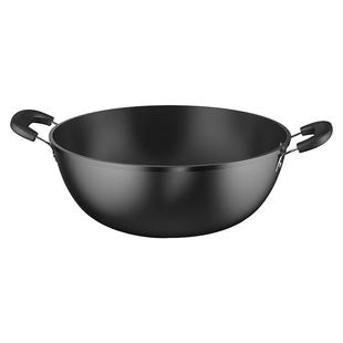 加厚老式双耳铁锅加深炖锅平底炒菜锅家用炒锅电磁炉专用不粘大锅