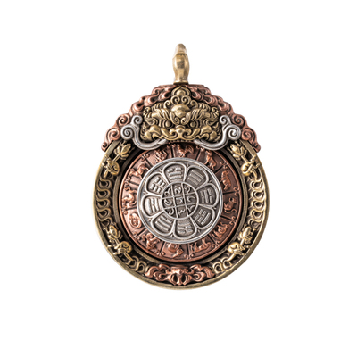 琢匠九宫八卦牌吊坠男金刚心系列藏传可旋转手把件饰品项链配件