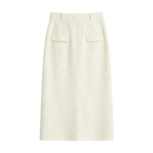 DPLAY【惠品】白色针织半身裙女春季新款显瘦高腰半身裙长裙裙子