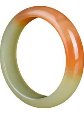 青山玉业和田玉手镯子老坑糖黄羊脂白玉镯新疆老黄玉宽细款少女条