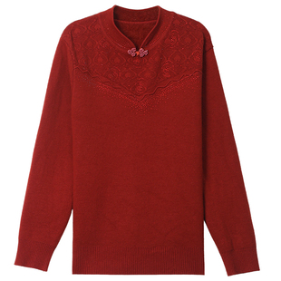 贵夫人妈妈秋冬装加绒加厚毛衣中老年女洋气阔太太内搭保暖上衣服