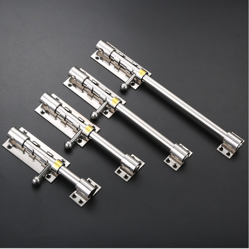 家用木门带锁孔不锈钢多用重型门栓门大门插销天地实心铁门加长