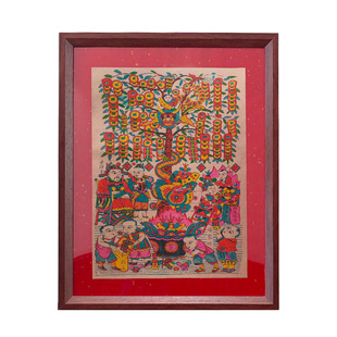 2026马年杨家埠木版年画摇钱树画框摆件传统复古怀旧手工木板年画