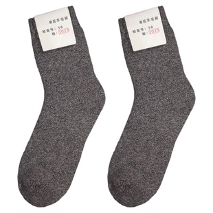 寒区羊毛袜男秋冬季中筒袜加厚抗寒雪地登山滑雪保暖东北毛圈袜子