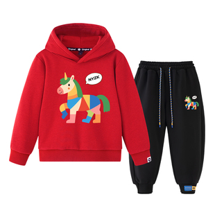 NYZK马年红色男童套装儿童女童2026新款洋气时髦帅气一套年服冬装