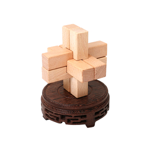 成人木制益智玩具古典玩具榉木大号孔明锁鲁班锁圆球六通三柱六柱