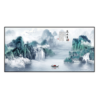 流水生財(cái)山水畫客廳裝飾畫自粘畫